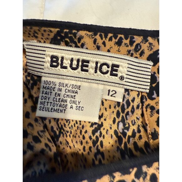 VTG 90s Blue Ice silk Animal Print Safari reptile snakeskin Sleeveless Top12 - Picture 2 of 11